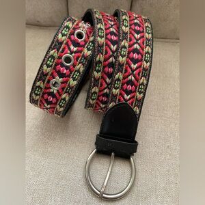 Embroidered Black and Pink Belt